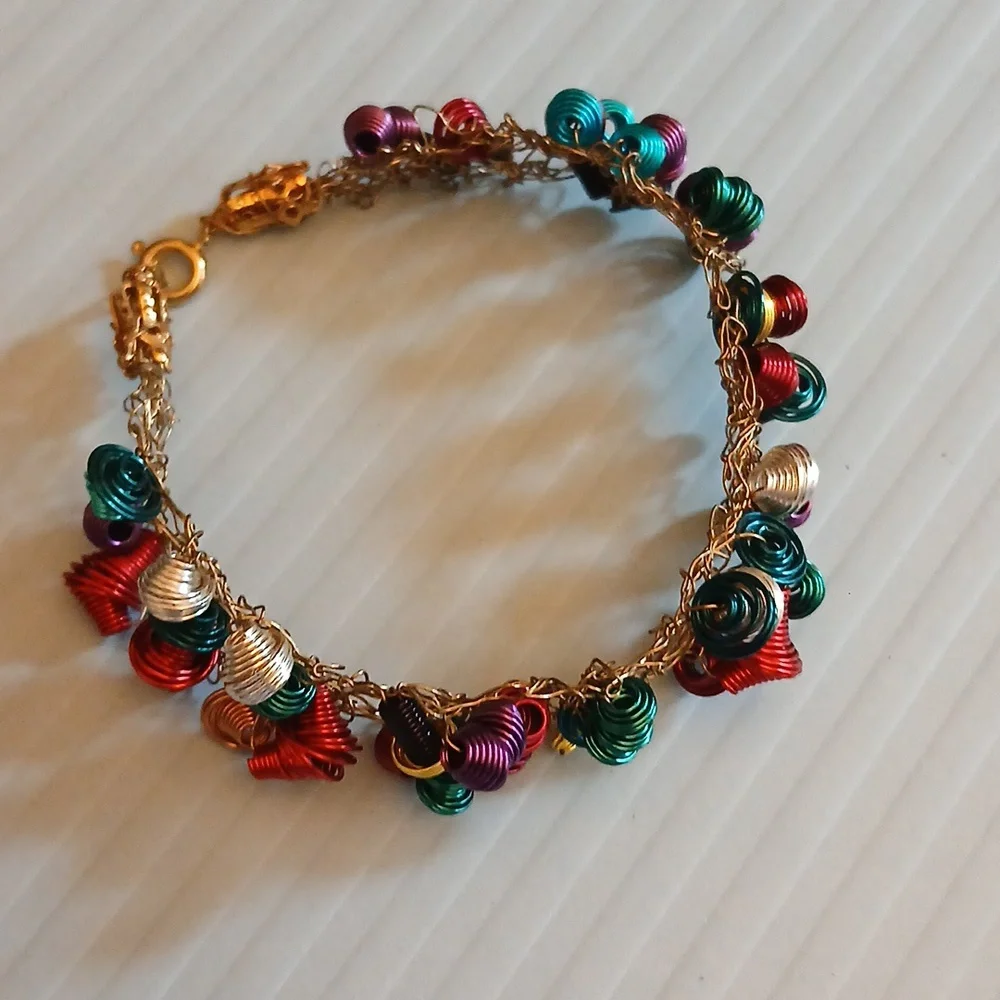 Women's Artisan Colorful Wire Wrapped Statement Bracelet